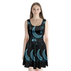 Moon Star Neon Wallpaper Split Back Mini Dress 