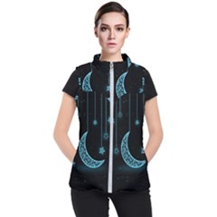 Moon Star Neon Wallpaper Women s Puffer Vest by Dutashop