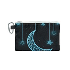 Moon Star Neon Wallpaper Canvas Cosmetic Bag (small)