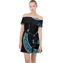 Moon Star Neon Wallpaper Off Shoulder Chiffon Dress by Dutashop