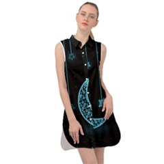 Moon Star Neon Wallpaper Sleeveless Shirt Dress by Dutashop