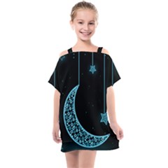 Moon Star Neon Wallpaper Kids  One Piece Chiffon Dress by Dutashop