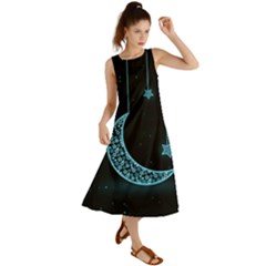 Moon Star Neon Wallpaper Summer Maxi Dress by Dutashop