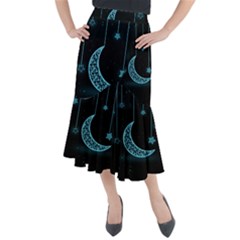 Moon Star Neon Wallpaper Midi Mermaid Skirt by Dutashop