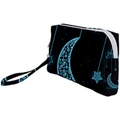 Moon Star Neon Wallpaper Wristlet Pouch Bag (small) by Dutashop