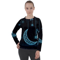 Moon Star Neon Wallpaper Women s Long Sleeve Raglan Tee