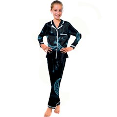 Moon Star Neon Wallpaper Kid s Satin Long Sleeve Pajamas Set