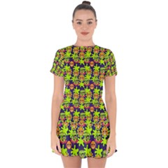 Smiley Background Smiley Grunge Drop Hem Mini Chiffon Dress by Dutashop