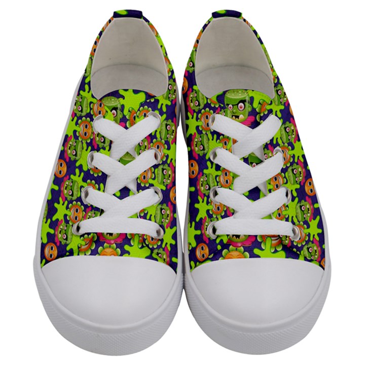 Smiley Background Smiley Grunge Kids  Low Top Canvas Sneakers