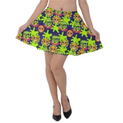 Smiley Background Smiley Grunge Velvet Skater Skirt