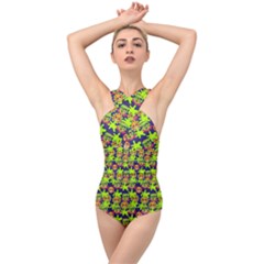 Smiley Background Smiley Grunge Cross Front Low Back Swimsuit