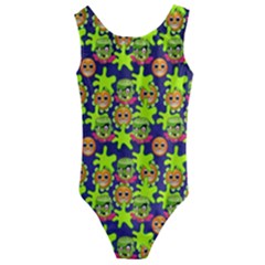 Smiley Background Smiley Grunge Kids  Cut-out Back One Piece Swimsuit by Dutashop