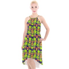 Smiley Background Smiley Grunge High-low Halter Chiffon Dress  by Dutashop