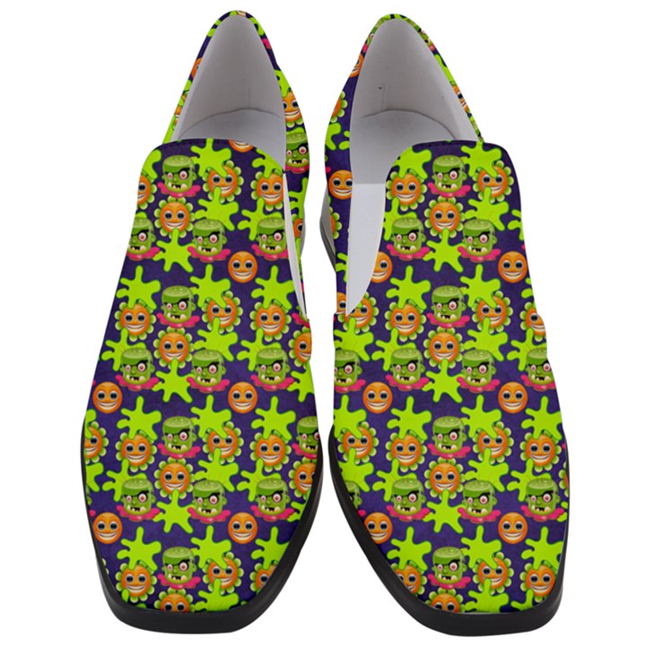 Smiley Background Smiley Grunge Women Slip On Heel Loafers