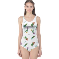 Cacti In Pots One Piece Swimsuit by SychEva