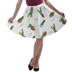 Cacti In Pots A-line Skater Skirt by SychEva