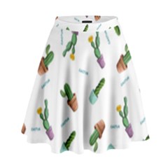 Cacti In Pots High Waist Skirt by SychEva