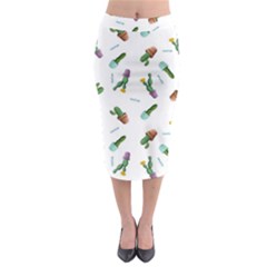 Cacti In Pots Midi Pencil Skirt by SychEva