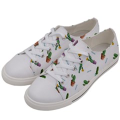 Cacti In Pots Women s Low Top Canvas Sneakers by SychEva