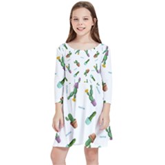 Cacti In Pots Kids  Quarter Sleeve Skater Dress by SychEva