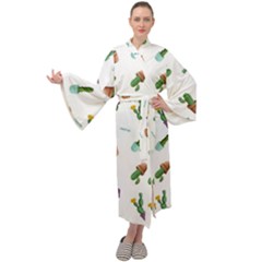 Cacti In Pots Maxi Velour Kimono by SychEva