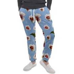 Delicate Hibiscus Flowers On A Blue Background Men s Jogger Sweatpants by SychEva