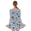 delicate hibiscus flowers on a blue background Long Sleeve Skater Dress View2