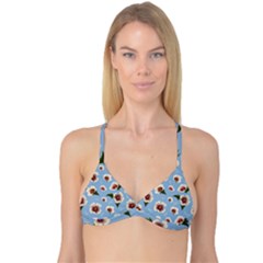 Delicate Hibiscus Flowers On A Blue Background Reversible Tri Bikini Top by SychEva