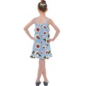 delicate hibiscus flowers on a blue background Kids  Overall Dress View2