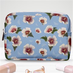 Delicate Hibiscus Flowers On A Blue Background Make Up Pouch (medium) by SychEva