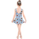 delicate hibiscus flowers on a blue background Kids  Skater Dress Swimsuit View2