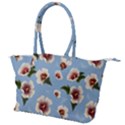 delicate hibiscus flowers on a blue background Canvas Shoulder Bag View1