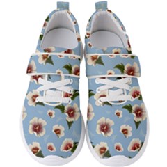 Delicate Hibiscus Flowers On A Blue Background Men s Velcro Strap Shoes by SychEva