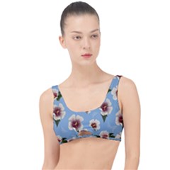 Delicate Hibiscus Flowers On A Blue Background The Little Details Bikini Top by SychEva