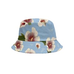 Delicate Hibiscus Flowers On A Blue Background Bucket Hat (kids) by SychEva