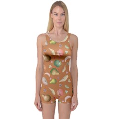 Watercolor Fruit One Piece Boyleg Swimsuit by SychEva