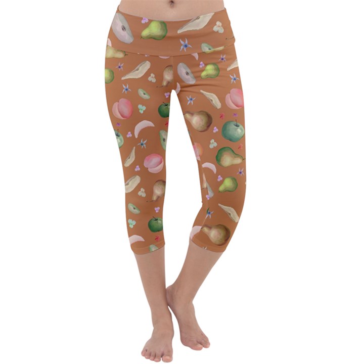 Watercolor fruit Capri Yoga Leggings