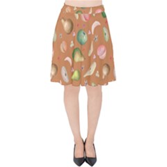 Watercolor Fruit Velvet High Waist Skirt by SychEva