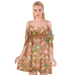 Watercolor Fruit Cutout Spaghetti Strap Chiffon Dress by SychEva