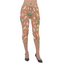 Watercolor Fruit Lightweight Velour Capri Leggings  by SychEva