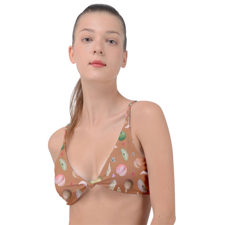 Watercolor fruit Knot Up Bikini Top