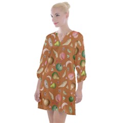 Watercolor Fruit Open Neck Shift Dress by SychEva