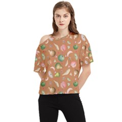 Watercolor Fruit One Shoulder Cut Out Tee by SychEva