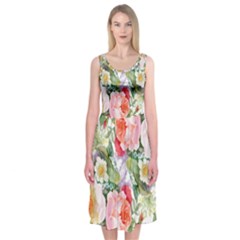 Garden Flowers Midi Sleeveless Dress by goljakoff