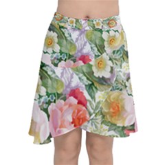 Garden Flowers Chiffon Wrap Front Skirt by goljakoff