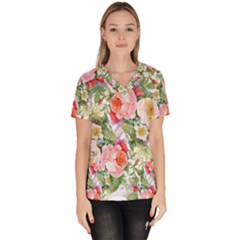 Garden Flowers Women s V-neck Scrub Top by goljakoff