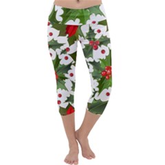 Christmas Berry Capri Yoga Leggings by goljakoff