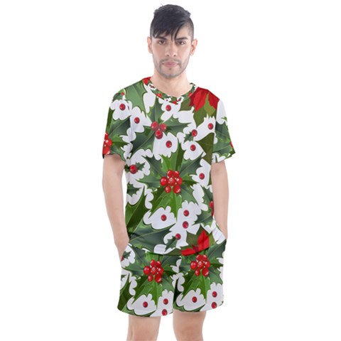 Christmas Berry Men s Mesh Tee And Shorts Set by goljakoff