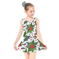 Christmas Berry Kids  Skater Dress Swimsuit by goljakoff