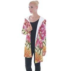 Flowers Longline Hooded Cardigan